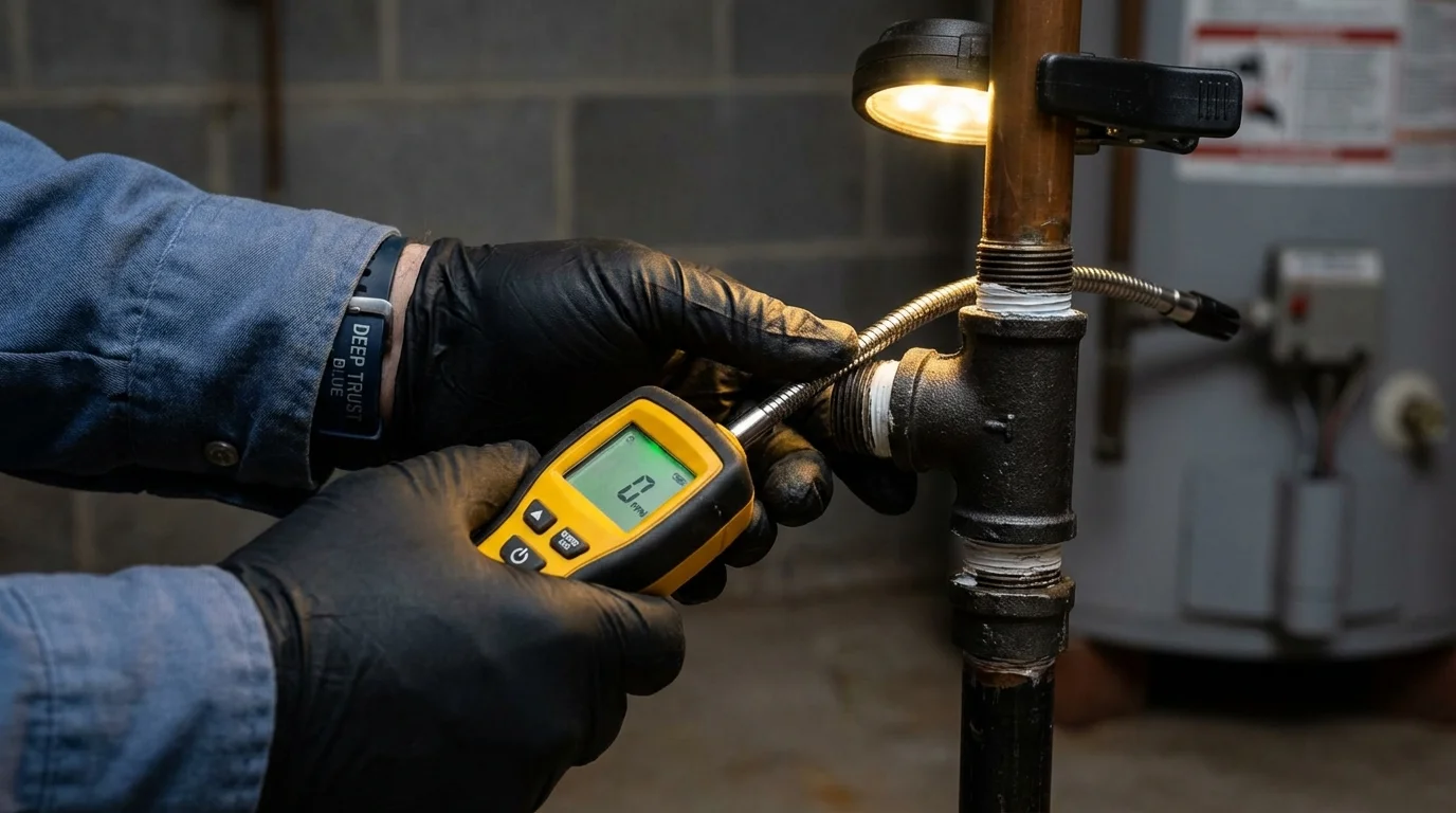 Gas leak detection with electronic sniffer by Johns Plumbing LLC in Philip