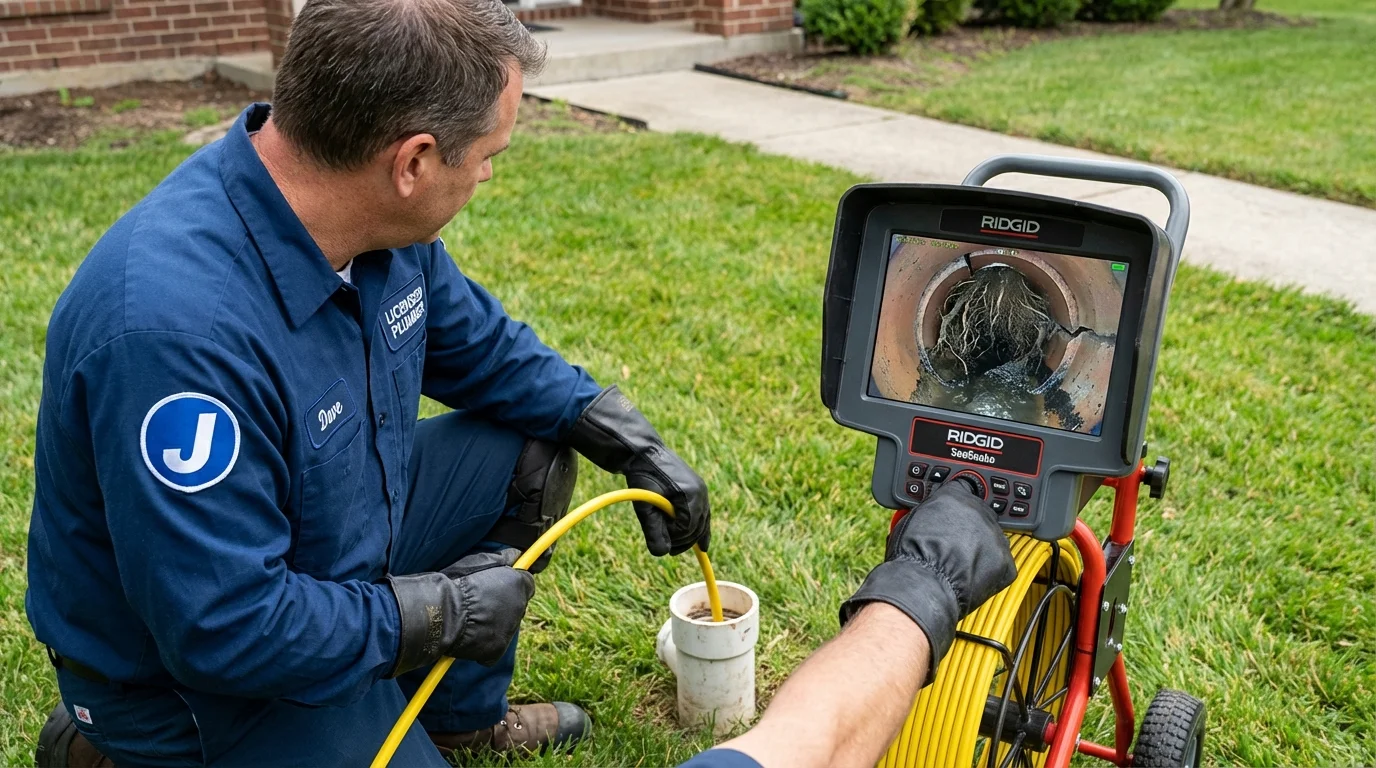 Sewer camera inspection being performed by Johns Plumbing LLC in Philip