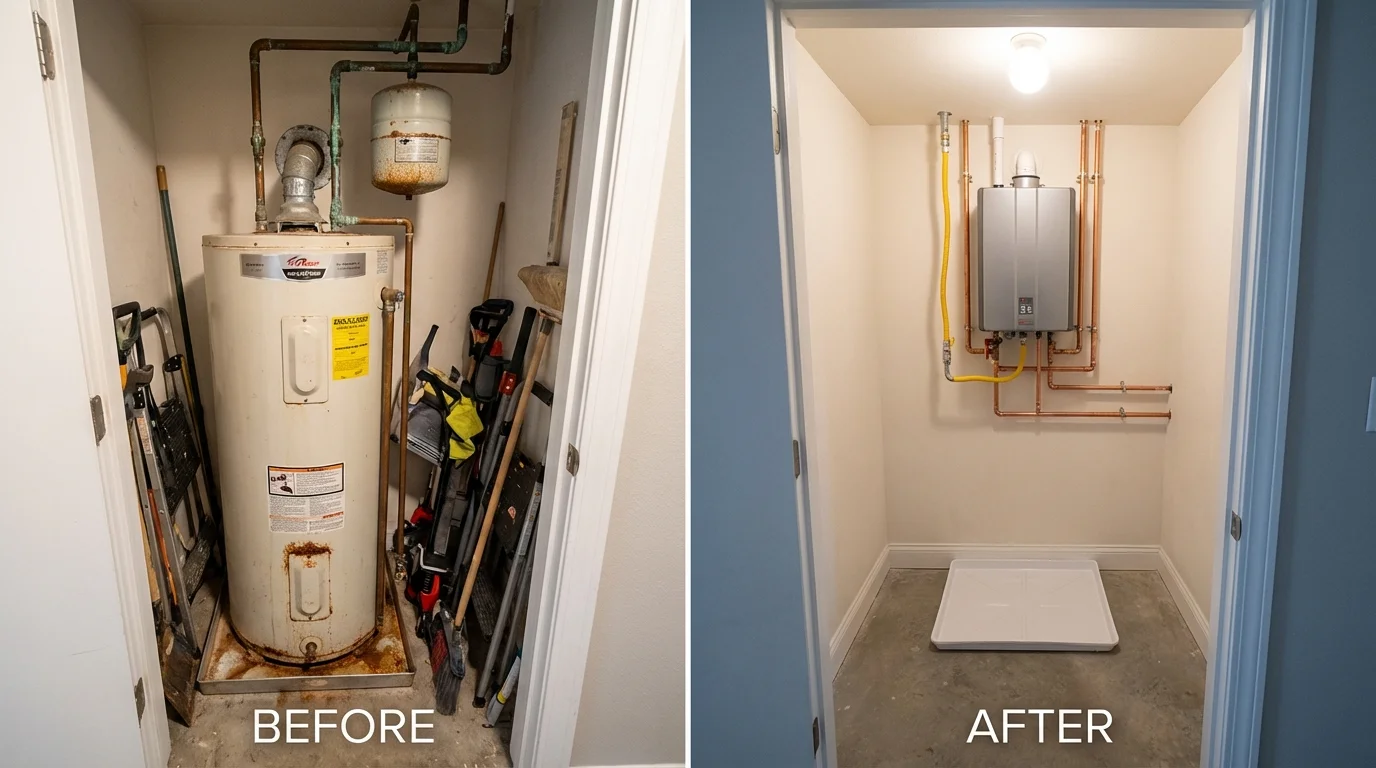 Tank water heater versus wall-mounted tankless unit comparison for Philip, SD homeowners